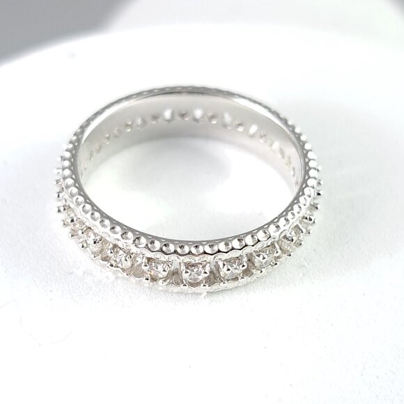 Pretty Sterling Silver Eternity Band - Picture 2 of 2